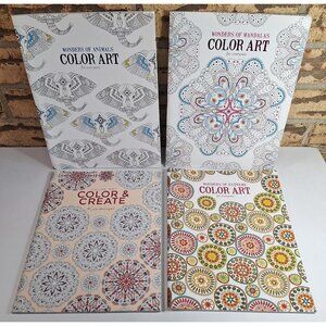 Wonders of Color Art - Set of 4 Coloring Books - Animals/Mandalas/Kaleidoscope